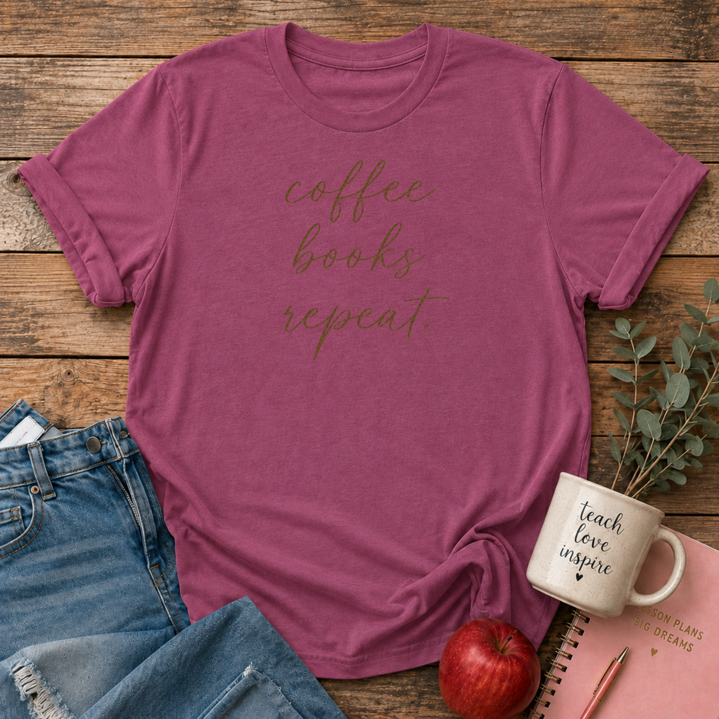 Coffee Books Repeat T-shirt