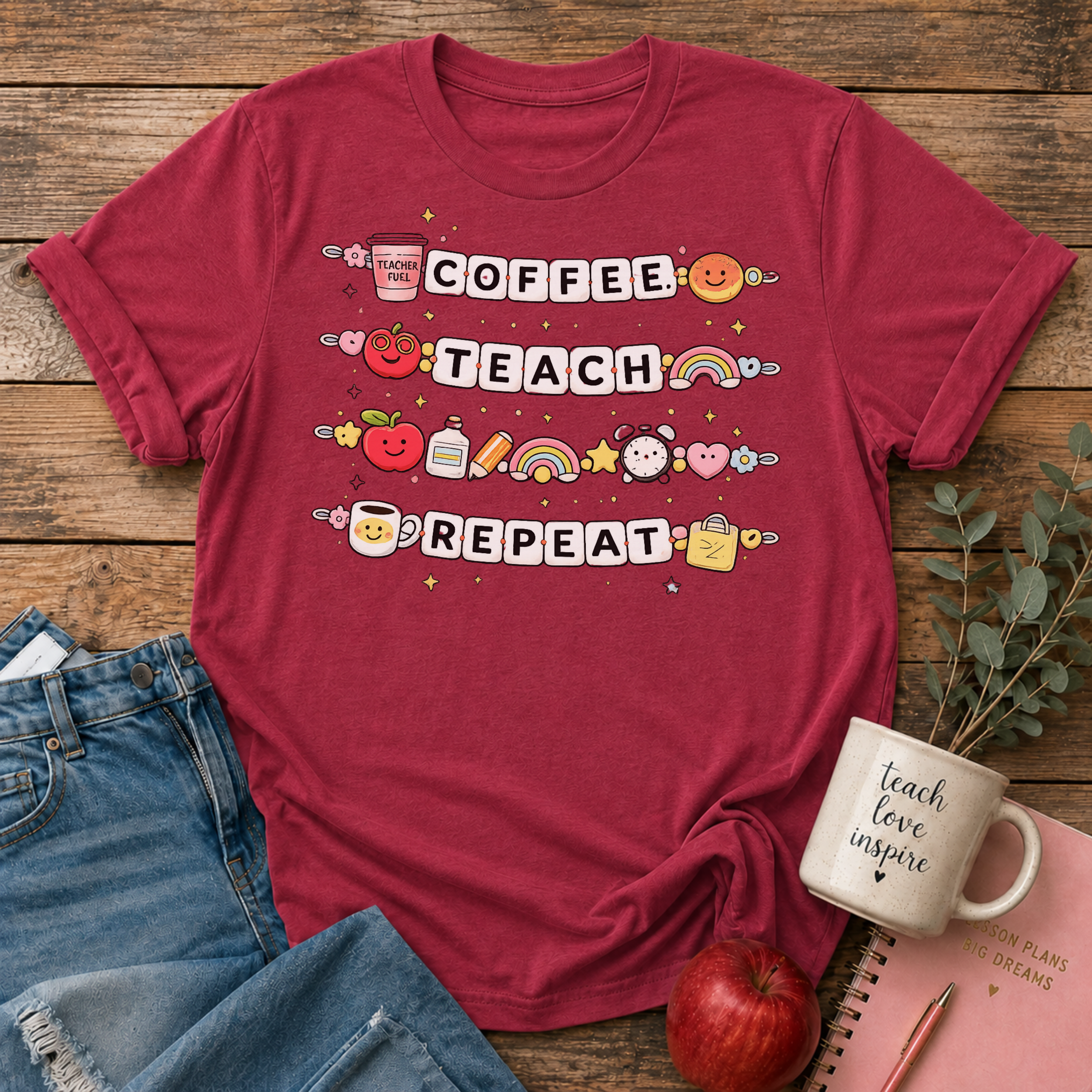 Coffee Teach Repeat T-shirt