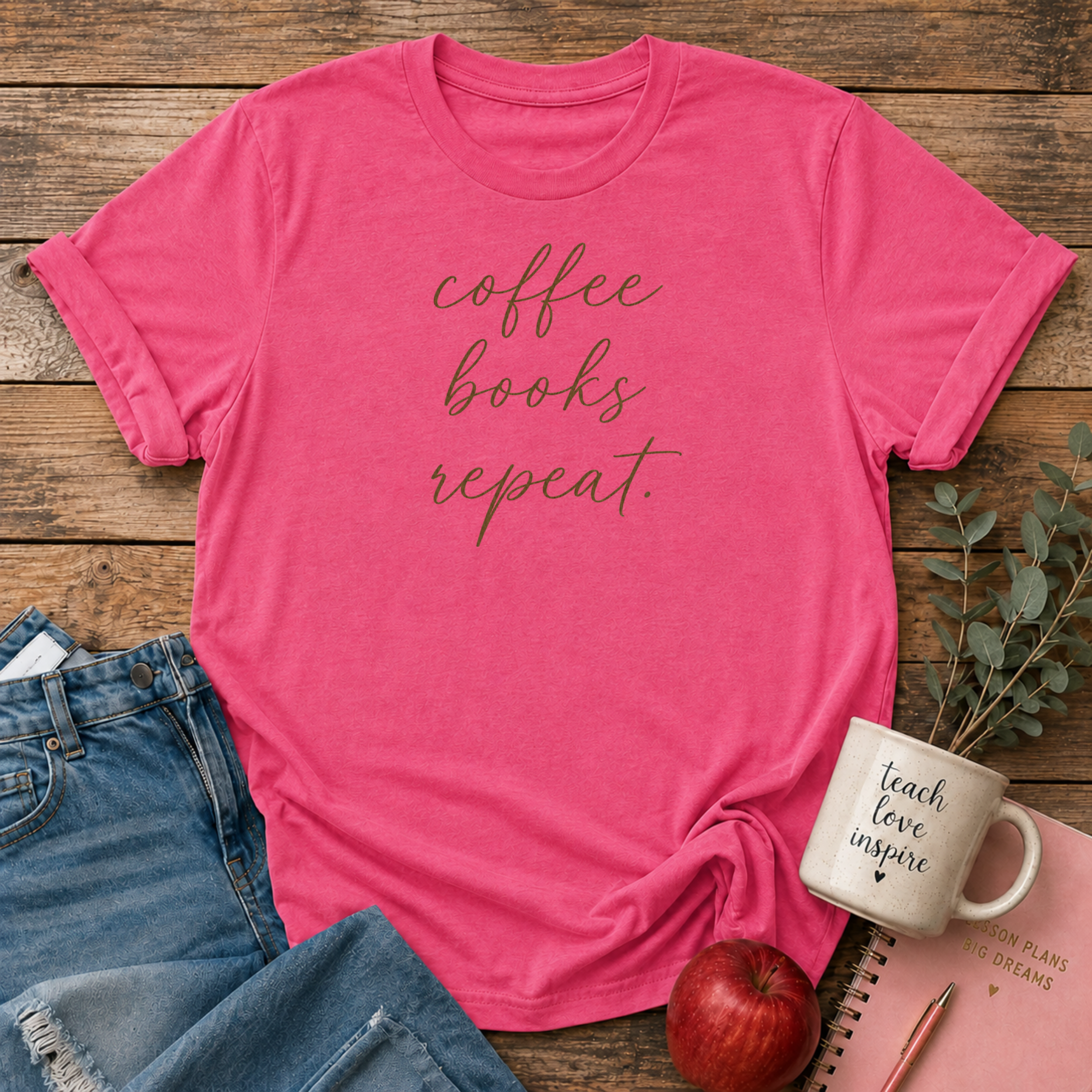 Coffee Books Repeat T-shirt