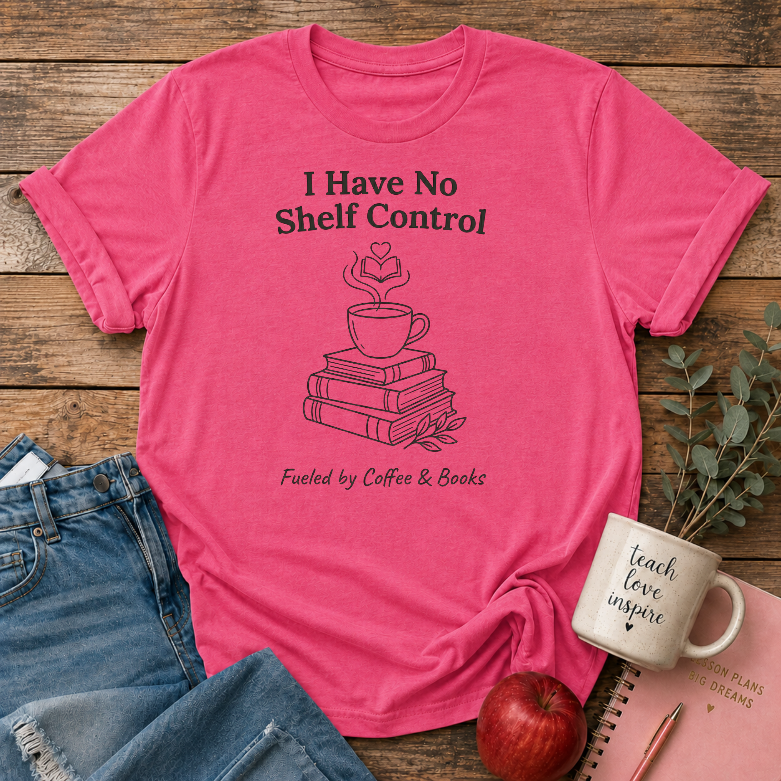 No Control - Fueled by Coffee/Books T-shirt