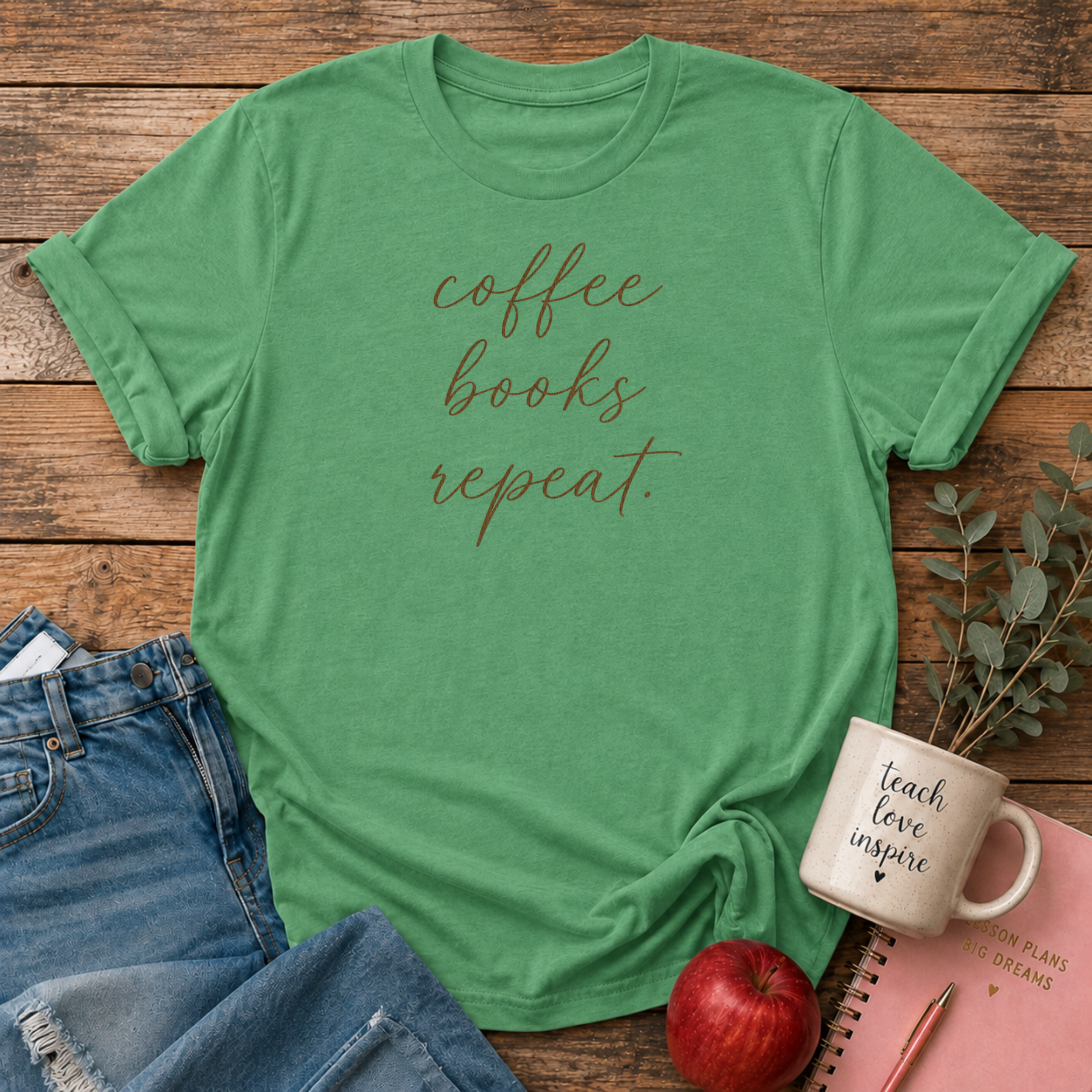 Coffee Books Repeat T-shirt