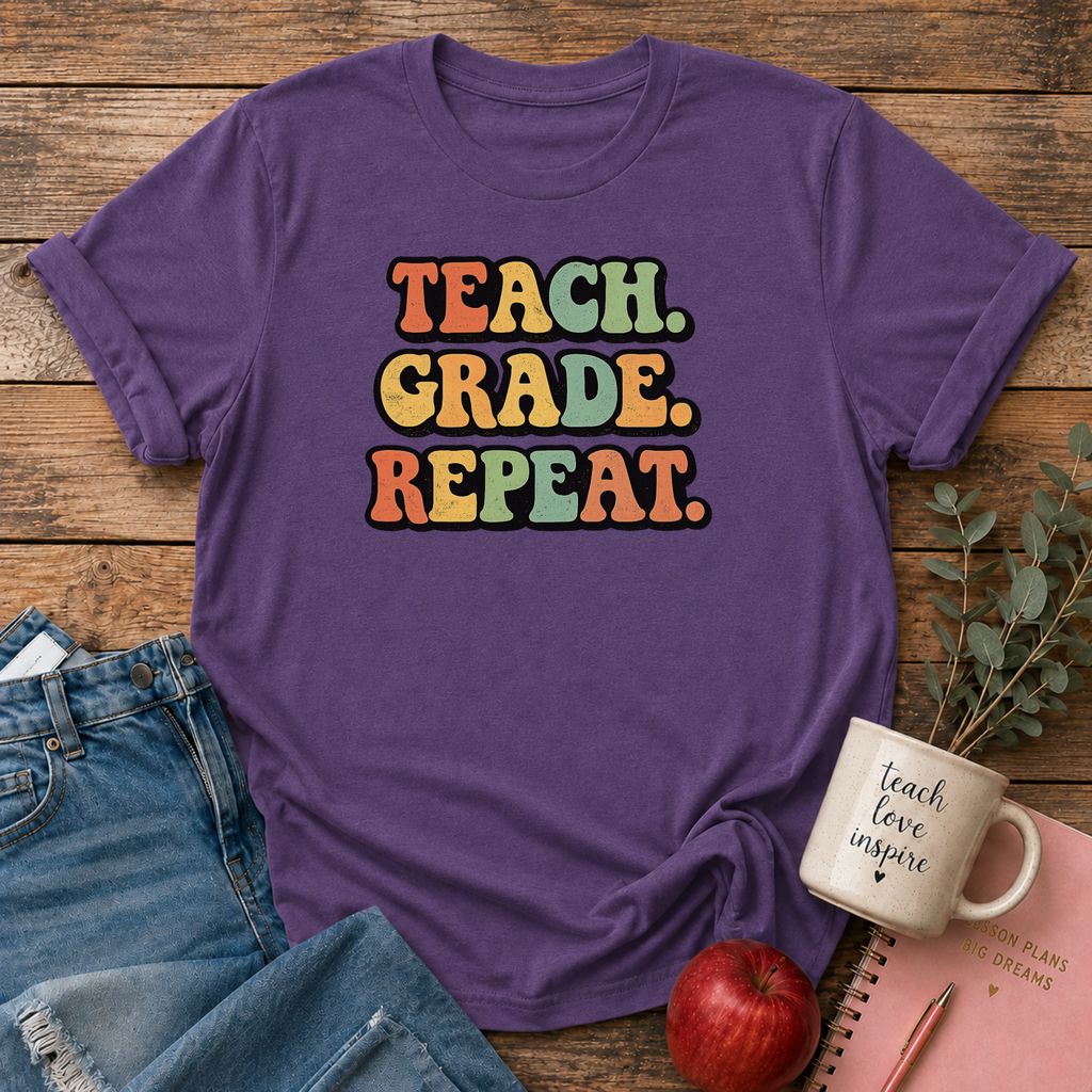 Teach. Grade. Repeat. T-shirt