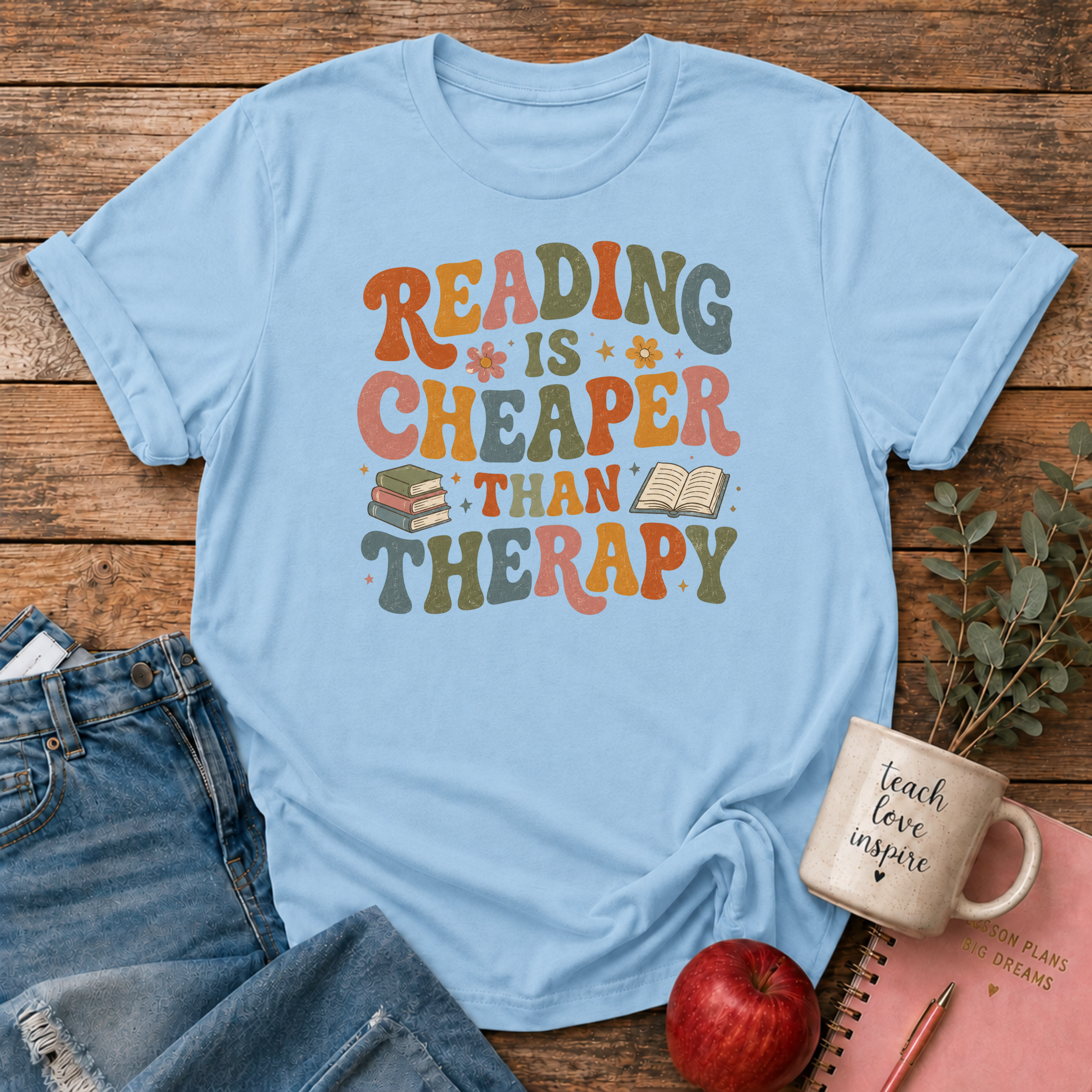 Funny Reading Therapy T-shirt
