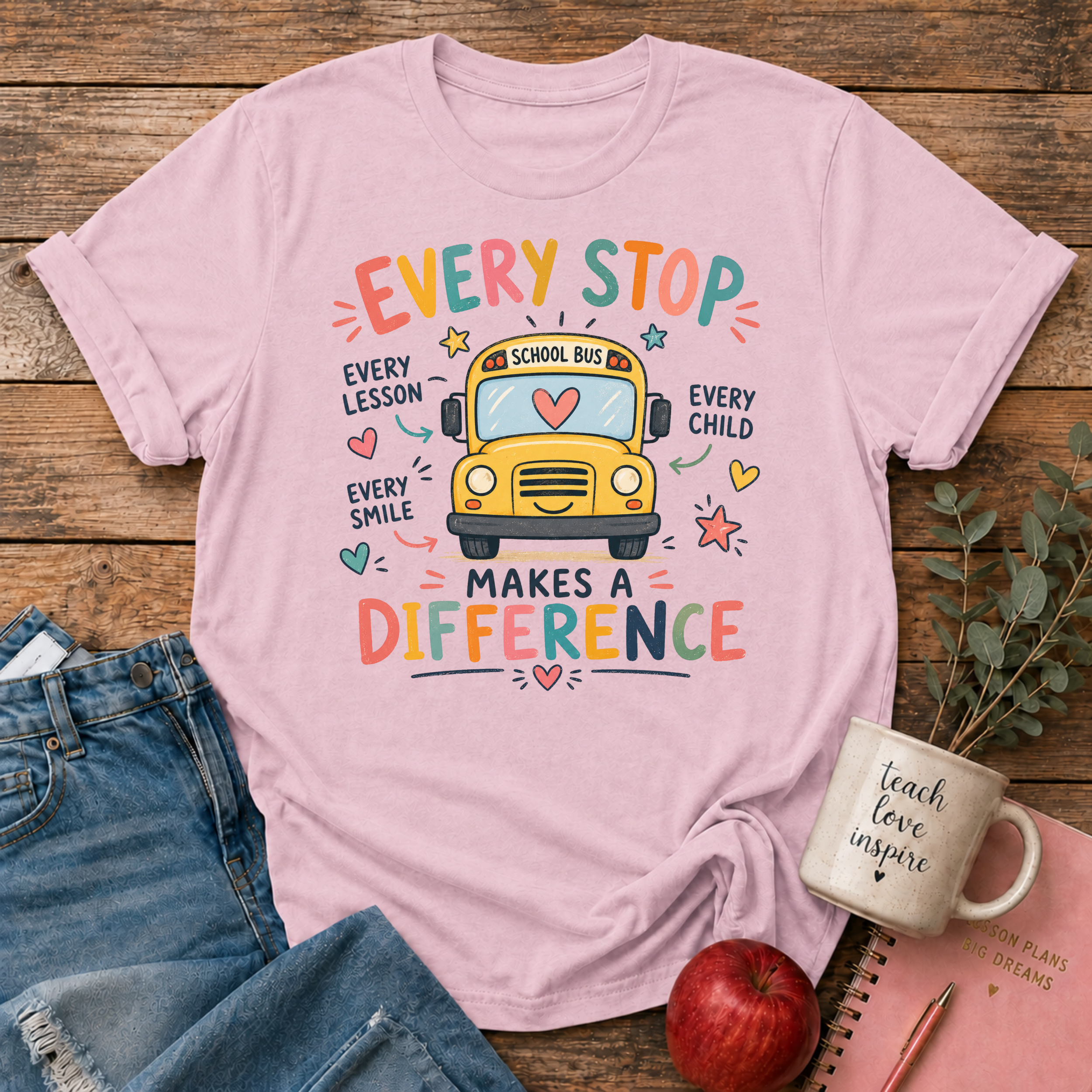School Bus Teacher T-shirt