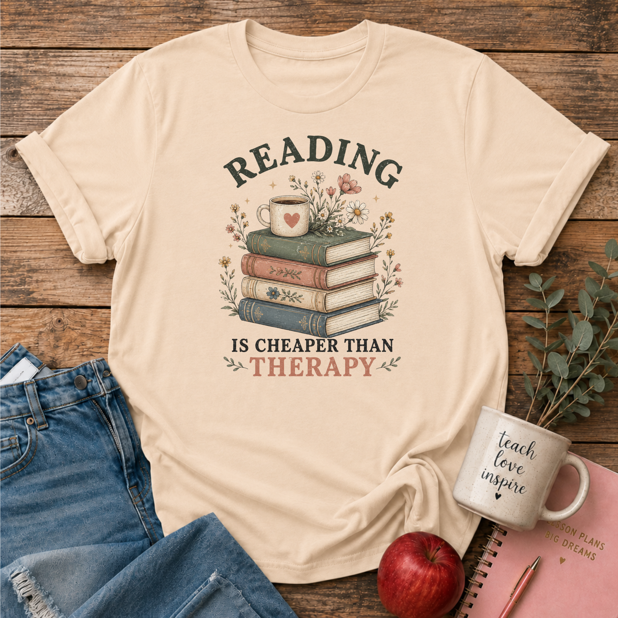 Funny Reading Therapy T-shirt