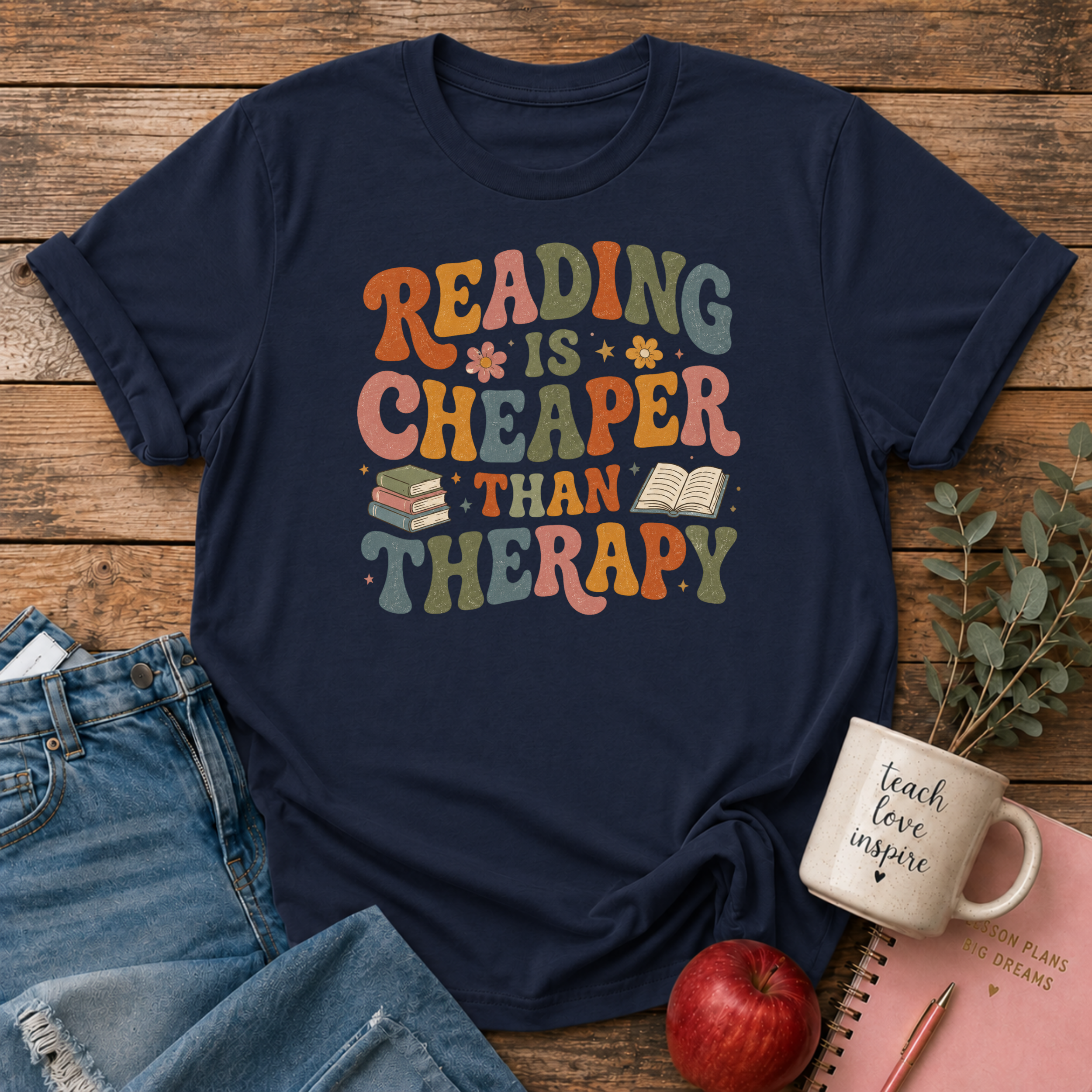 Funny Reading Therapy T-shirt