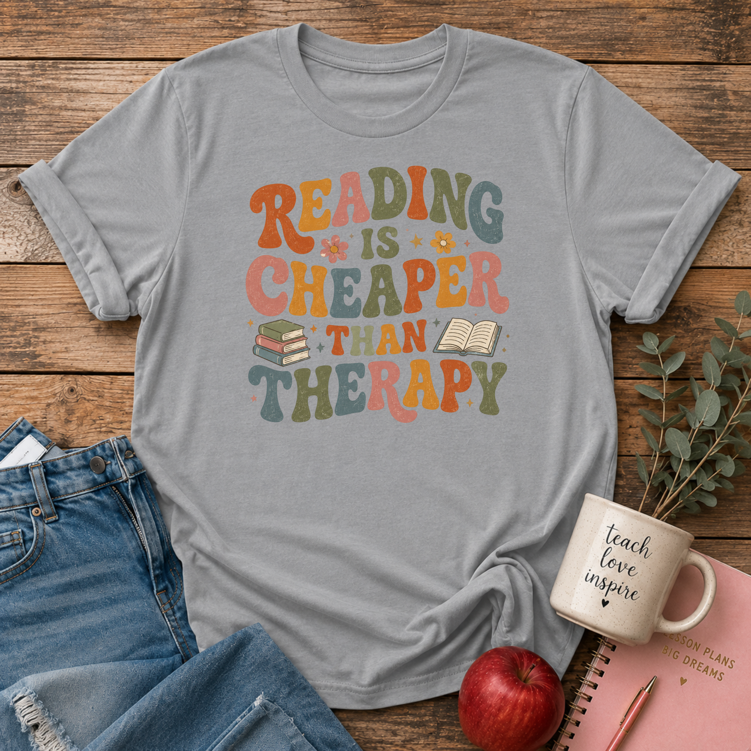 Funny Reading Therapy T-shirt