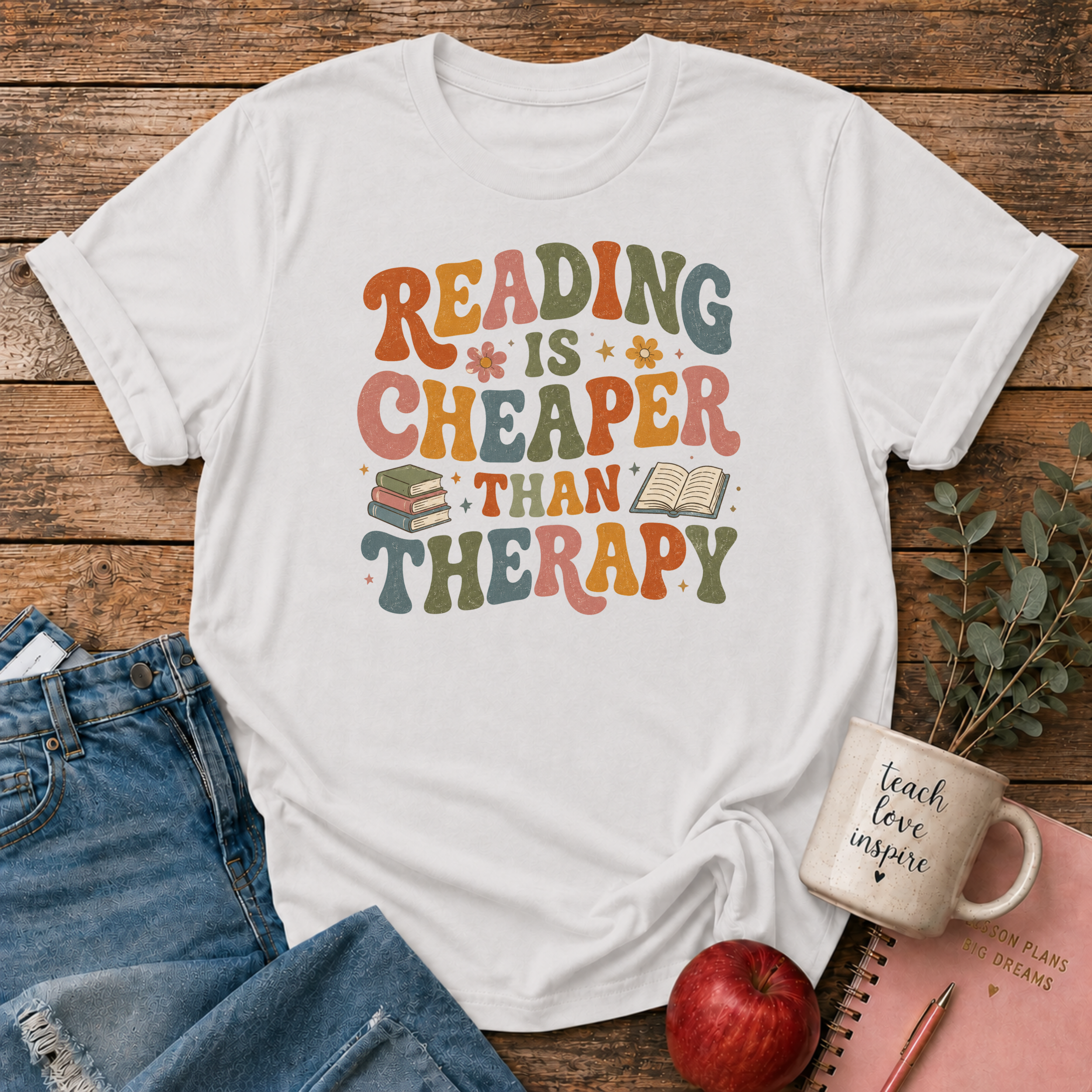Funny Reading Therapy T-shirt