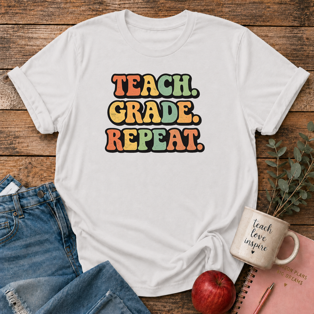 Teach. Grade. Repeat. T-shirt