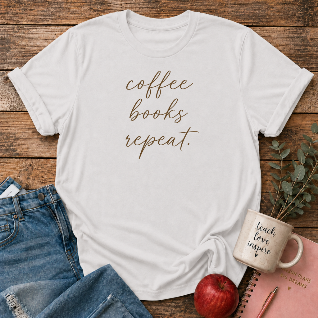 Coffee Books Repeat T-shirt