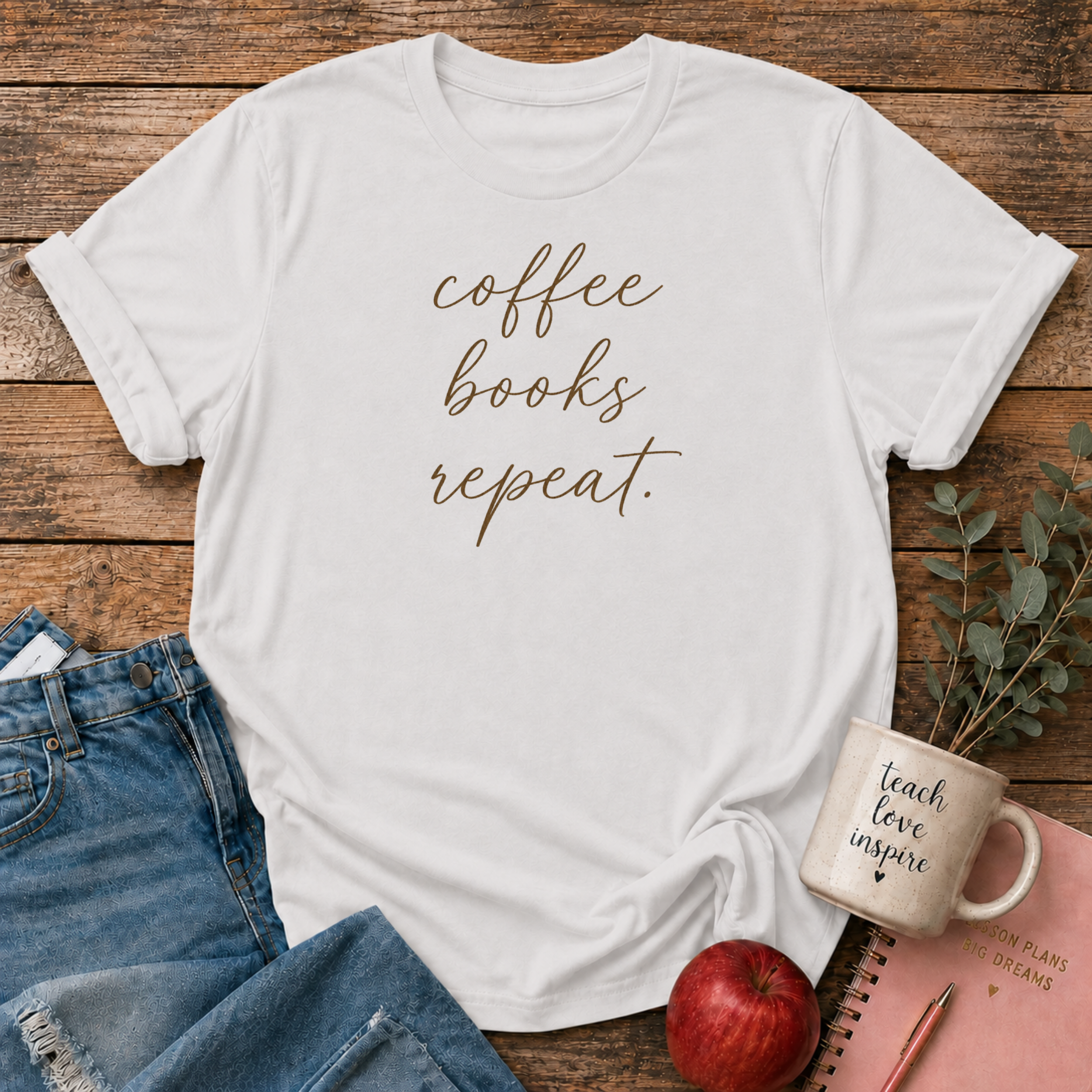 Coffee Books Repeat T-shirt