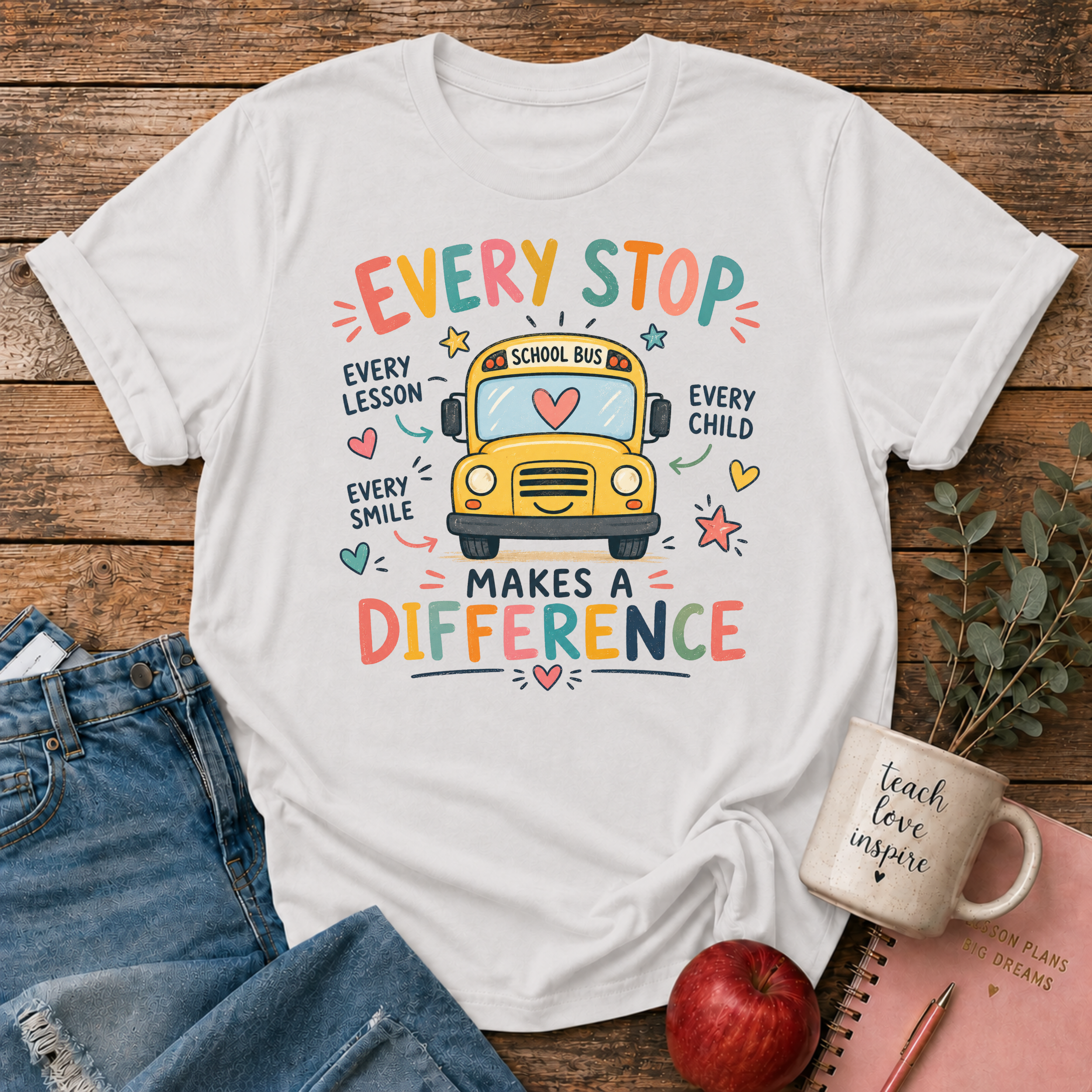 School Bus Teacher T-shirt